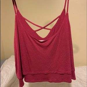 Magenta LA Hearts crop tank top from Pacsun—Medium